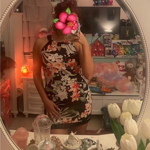 Black Floral Short Dress